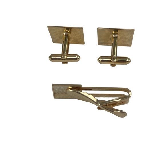 Gold-Plated Monogrammed "E" Cufflinks & Tie Clip Set - Picture 3 of 5